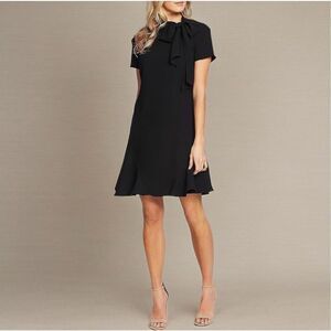 CECE Chic Neck Bow Tie Short Sleeve Flounce LBD Dress 2 US Nordstrom New